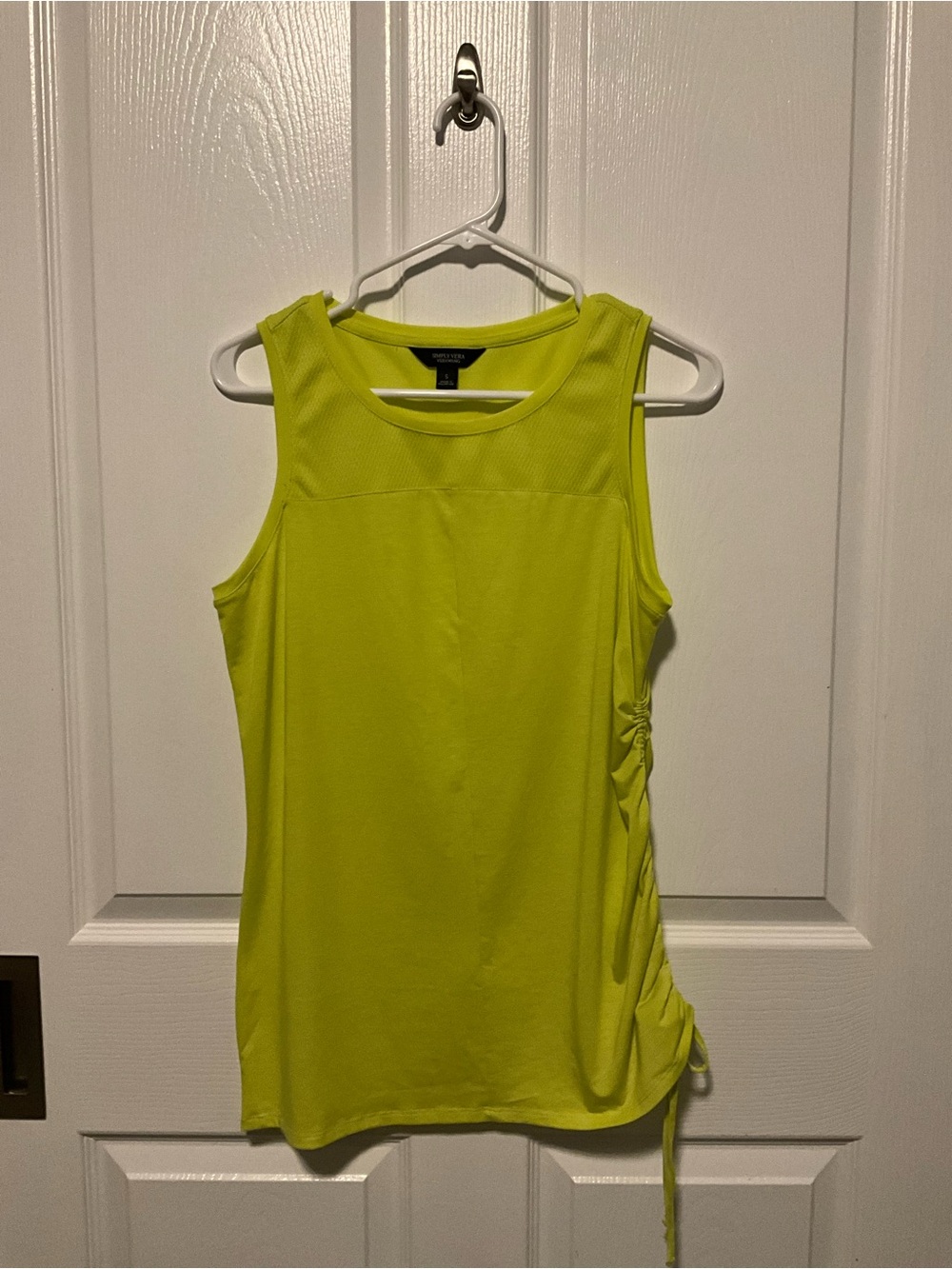 Simply Vera Wang Neon Yellow Drawstring Side Tank Top. Size S